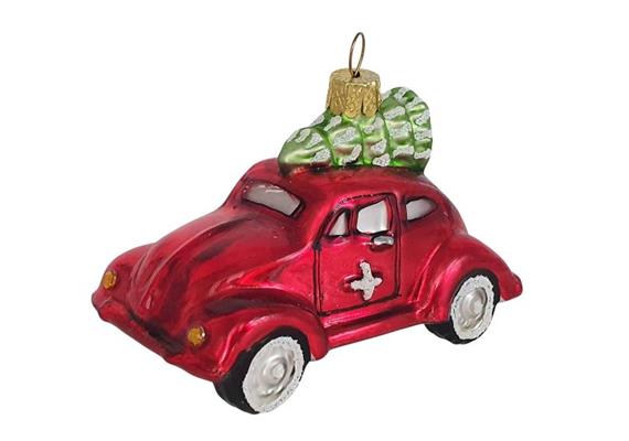 Glas Ornament VW Auto mit Tannenbaum
