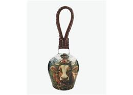 Glocke bedruckt Almabtrieb 10 x 8.0 x 12.0 cm, mit Lederband