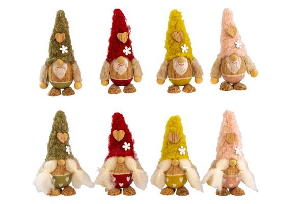 Gnom aus Holz 4 Farben, 8 ass. 9x5cm
