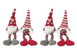 Gnom gestrickt rot/grau, 4 assortiert, 25 cm