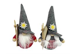 Gnom grau/rot mit Ski und Edelweiss, 2 assortier
