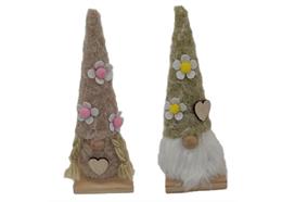 Gnom klein sitzend mit Blumen, 18 cm, 2 assortiert