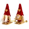 Gnom mit Ski aus Holz mit brauner Stoffmütze, 2 ass. 12x6cm