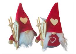 Gnom rot/grau mit Ski 13cm, Ski mit Andermatt beschriftet, 2 assortiert