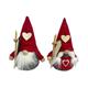 Gnom rot/grau mit Ski und Holzherz, 13cm, 2 assortiert