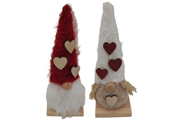 Gnom sitzend, rot/weiss, 18 cm, 2 assortiert