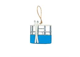 Gondel blau mit Ski aus Metall 8.0 x 7.0 x 4.0 cm