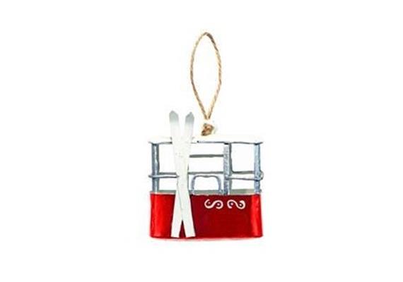 Gondel rot mit Ski aus Metall 11.0 x 7.5 x 4.5 cm