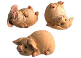 Grosses Schwein aus Harz, 12 cm, 3 assortiert