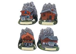 Häuser mit Berge Sommer, 4 assortiert