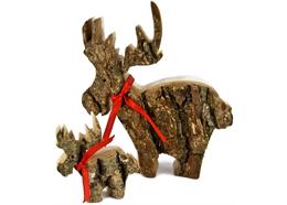 Handgefertigter Elch aus Eiche mit Rinde ca 12 cm