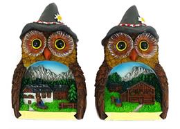 Harzmagnet Eule Sommer Mit Tirol Hut 2Ass.