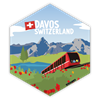 Hexagonsticker Davos Berglandschaft mit Zug