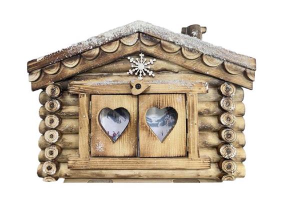 Holz-Fotorahmen, einzeln, Hütte mit Tür, 32x23x5cm