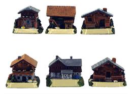 Holz Häuser, 3.5x3 x4cm, 6 assortiert