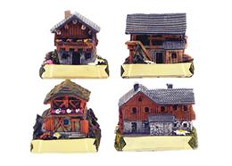 Holz Häuser Chalet Sommer, 4 assortiert