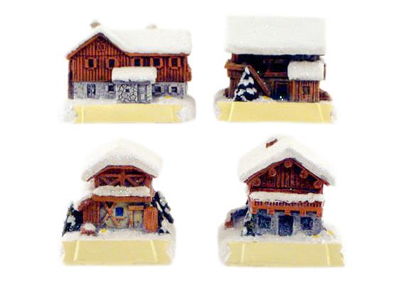 Holz Häuser Chalet Winter, 4 assortiert