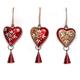 Holz Herz rot mittel mit Glocke, 4 x 2.5cm, 3 assortiert - 24 Stk im Display