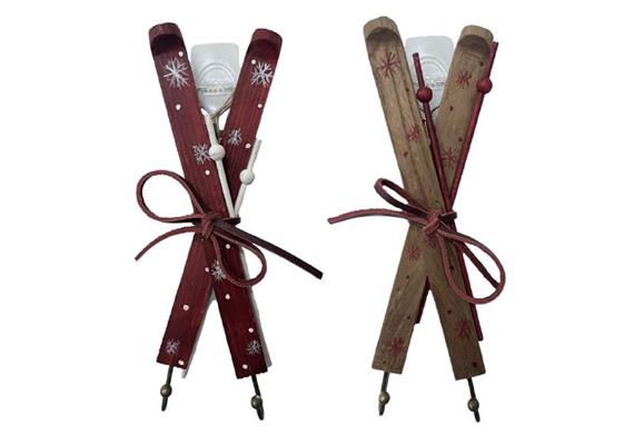 Holz-Kleiderhaken Ski, 26 cm, 2 ass.