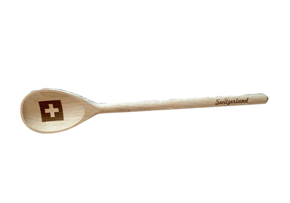 Holz Kochlöffel Buche 30cm - Schweizerkreuz Switzerland Gravur
