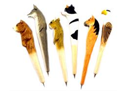 Holz Kugelschreiber Tiere, 6 assortiert