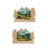 Holz Magnet Berge mit Tanne und mit Landschaft, 2 assortiert