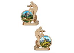Holz Magnet Mountainbike mit Landschaft, 2 assortiert