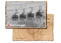 Holz Postkarte Gondel Retro - Switzerland