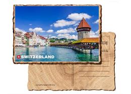 Holz Postkarte Kapellbrücke Luzern - Switzerland