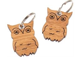 Holz Schlüsselanhänger FSC Eiche geölt - Eule