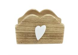 Holz Serviettenhalter mit Herz Motiv, 8.4 x 12.7 cm