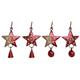 Holz Stern rot mit Glocke, 5 x 2cm, 4 assortiert - 24 Stück im Display