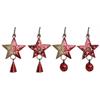 Holz Stern rot mit Glocke, 5 x 2cm, 4 assortiert - 24 Stück im Display