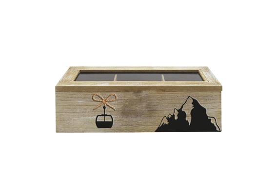 Holz Teebox mit Berg und Seilbahn