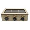 Holz Teebox mit Metall Edelweiss gross, mit 6 Fächer