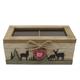 Holz Teebox mit Tannen und Hirsch, 18 x 10 cm