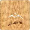 Holz Untersetzer FSC Eiche 10x10 cm mit Filzrücken - Berge mit St. Moritz Gravur
