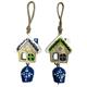 Holzhaus blau-weiss mit Muster, 12 cm, 2 assortiert