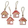 Holzhaus Dekor rot, 4 assortiert