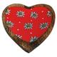 Holzschale Herz rot mit Edelweiss, klein 13 cm
