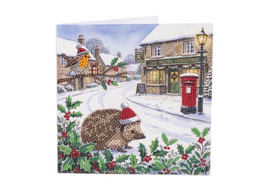 Igel & Rotkehlchen, 18x18cm Crystal Art Card