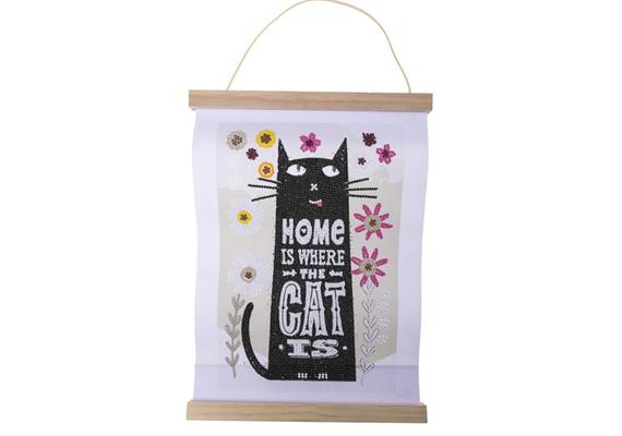 Katze zu Hause, Mini Crystal Art Scroll Kit 20x30cm