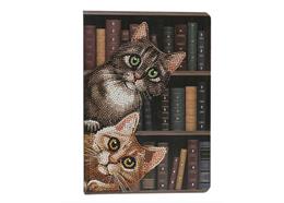 Katzen in der Bibliothek, Crystal Art Notizbuch 18x26cm
