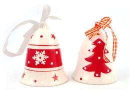 Keramik Glocke, Weihnachten, 2 ass.