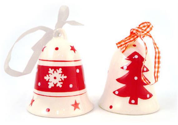 Keramik Glocke, Weihnachten, 2 ass.
