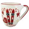 Keramik Tasse mit Ski, Edelweiss, Herz