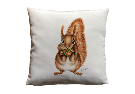 Kissen Eichhörnchen Leinenhaptik, 40 x40cm