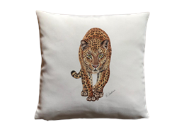 Kissen Leopard, Leinenhaptik, 40 x40cm