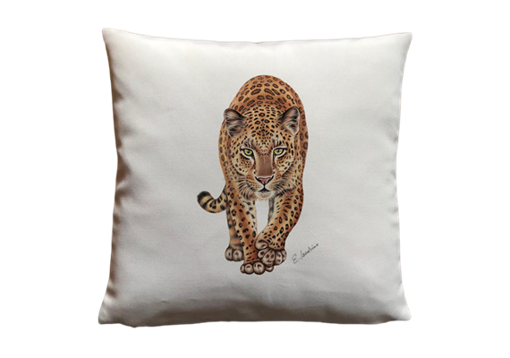 Kissen Leopard, Leinenhaptik, 40 x40cm