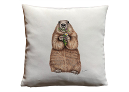 Kissen Murmeltier, Leinenhaptik, 40 x40cm